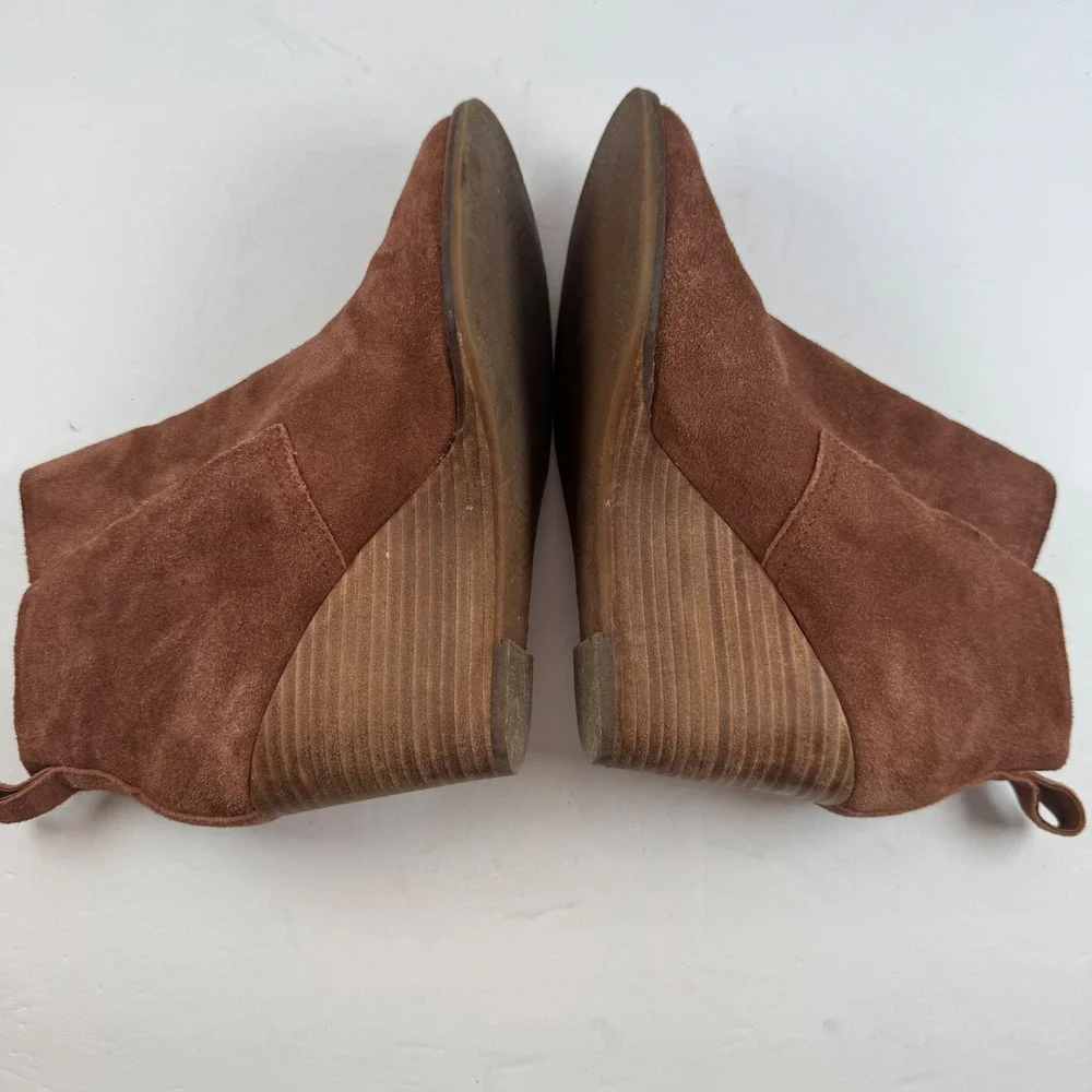 Lucky Brand Yohana Brown Suede Wedge Ankle Booties‎ Womens 8.5 M LK-YOHANA